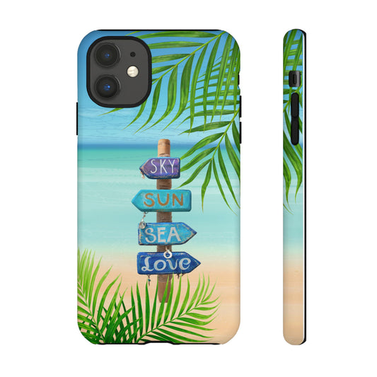 Custom Tough Protective Phone Case. Available for iPhone 8-15/X-XS, Samsung Galaxy S23-25 and Google Pixel 6-9 Beach Holiday Phone Case