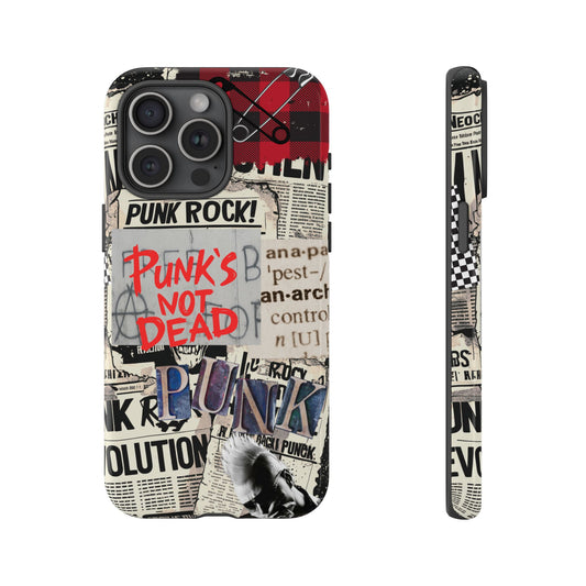 Custom Tough Protective Phone Case. Available for iPhone 8-15/X-XS, Samsung Galaxy S23-25 and Google Pixel 6-9 Punk collage