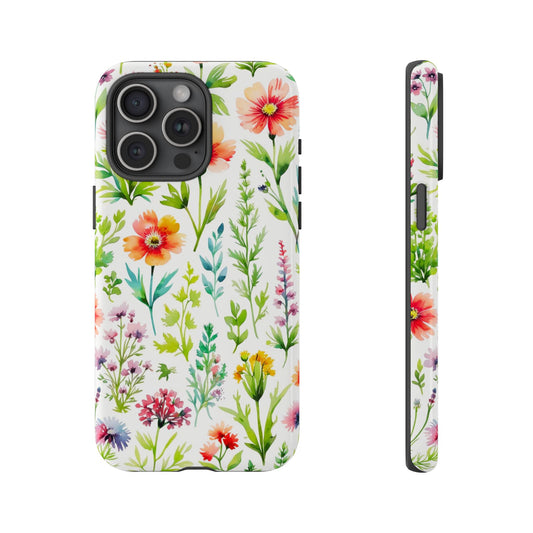 Custom Tough Protective Phone Case. Available for iPhone 8-15/X-XS, Samsung Galaxy S23-25 and Google Pixel 6-9 Floral Wild Flower Phone Case