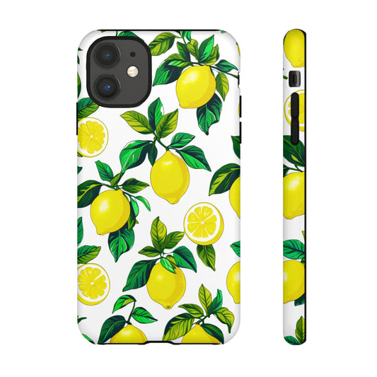 Custom Tough Protective Phone Case. Available for iPhone 8-15/X-XS, Samsung Galaxy S23-25 and Google Pixel 6-9 Fruit Lemons Phone Case